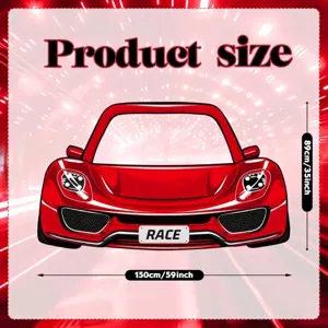 Pancarta decorativa de fondo con tema de coche deportivo rojo, dimensiones 150x89 cm
