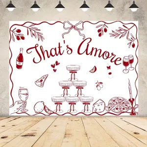 Elegant wedding and engagement party photography backdrop with red That's Amore art print