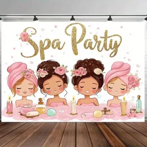 Sfondo fotografico cartone animato tema SPA per festa compleanno principessa