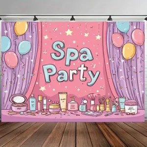 Sfondo fotografico cartoon Spa Party per decorazioni festa di compleanno per bambini
