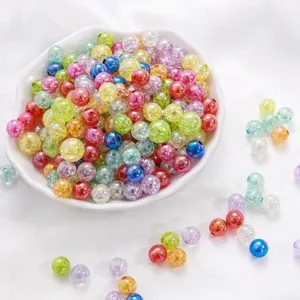 Close-up of colorful acrylic AB bubble beads for DIY bracelet jewelry making