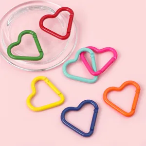 Colorful heart-shaped aluminum carabiners for keychains and backpack accessories