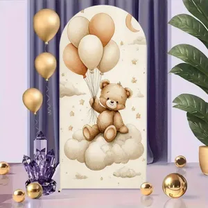 Fondo de arco de osito en la nube para decoración de fiesta de cumpleaños infantil