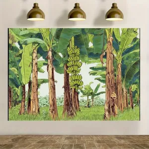 Tropical banana forest photography backdrop for forest-themed birthday party decoration