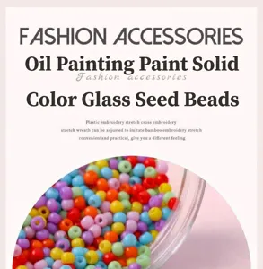Detailed macro view of 4mm colorful oil-painted opaque glass seed beads for jewelry DIY
