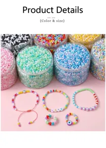 Assorted 4mm colorful glass seed beads featuring handmade DIY beaded bracelets and rings