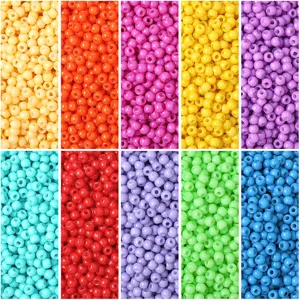 4mm Oil Painting Solid Color Painted Glass Seed Beads Small Round Spacer Beads For DIY Jewelry Making Bracelet Necklace Handmade Accessories
