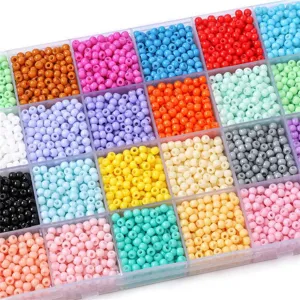 4mm colorful glass seed beads set in 24-compartment storage box for DIY jewelry