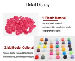 Détail des boutons-pression en résine colorés et écologiques pour vêtements d'enfants