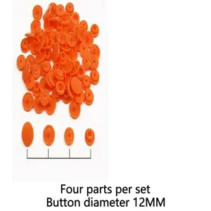 Vue détaillée de boutons-pression orange en résine de 12 mm pour vêtements de bébé