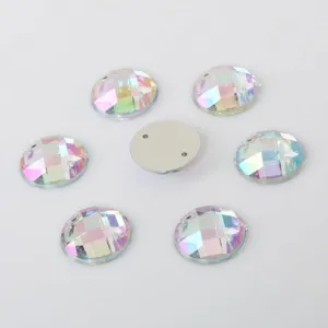 Gefacetteerde AB-iriserende acryl naai-steentjes met twee gaten voor DIY-creaties