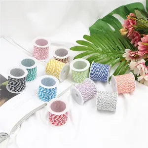 Rollos de cordel de algodón bicolor de 1,5mm para manualidades DIY y decoración de regalos