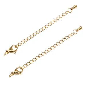 Cadena de extensión de acero inoxidable dorado con cierre de mosquetón para joyería de DIY.