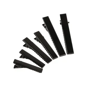 Set van 6 zwarte metalen alligator haarclips in diverse maten voor DIY-projecten