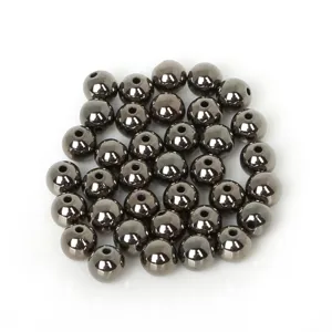 Macro view of metallic gunmetal grey CCB round spacer beads for DIY jewelry making