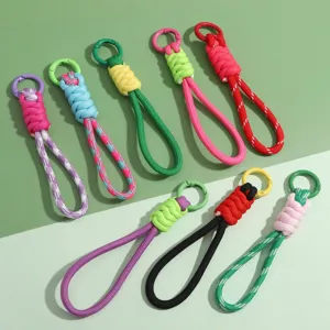 Set bunte geflochtene Seil-Schlüsselanhänger mit Karabiner aus Legierung für Taschen
