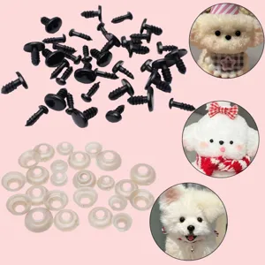 Black plastic screw safety eyes and washers set for DIY handmade plush toy animals