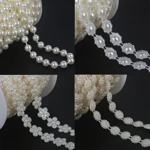 Four styles of cream white ABS imitation pearl chains for DIY wedding bouquet decorations