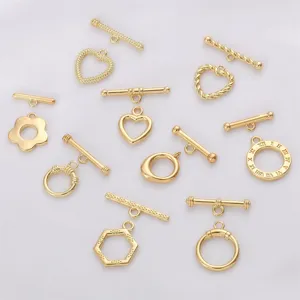 Fermoirs à Bascule OT Plaqués Or Fermeture en T Accents de Strass Connecteurs de Bracelet Collier Bricolage Composants de Fabrication de Bijoux