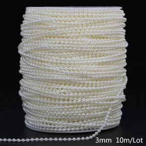 Detailed view of 3mm cream white ABS imitation pearl chain for wedding decor