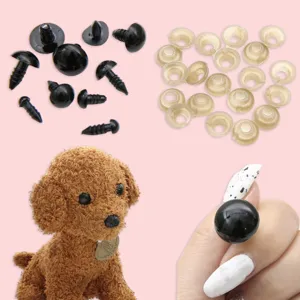 Black plastic safety eyes and noses set for DIY plush toys with backings