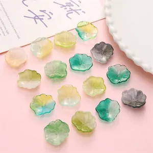 Cuentas de Vidrio de Hoja de Loto 3D Cuentas de Pétalos Lampwork para Hacer Joyas DIY Accesorios de Dijes para Teléfonos Hechos a Mano