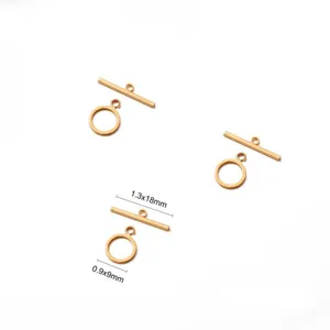 Juego de cierres de palanca OT bañados en oro 18K con medidas para joyería artesanal.
