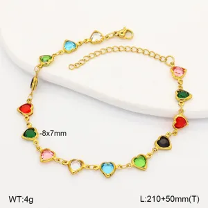Detailed view of colorful heart-shaped stainless steel anklet with dimensions