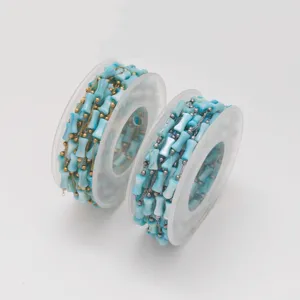Stainless Steel Bamboo Link Chain With Colorful Acrylic Beads For DIY Jewelry Making Handmade Bracelet Necklace Findings Accessories