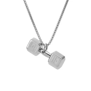 Collier Pendentif Haltère De Motivation Pour Hommes Acier Inoxydable Fitness Bijoux Live Fit Stay Toned Gravé Gym Sport Barbell Charme Cadeau