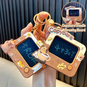 Capybara Cartoon Mini Electronic Doodle Board Keychain Stress Relief LCD Drawing Pad Pendant Toy For Kids Students Gifts