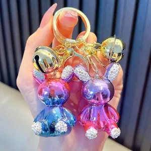 Bunter Farbverlauf Spiegel Hase Schlüsselanhänger Niedlich Cartoon Strass Eingelegter Spiegel Hase Auto Tasche Anhänger Schmuck Geschenk