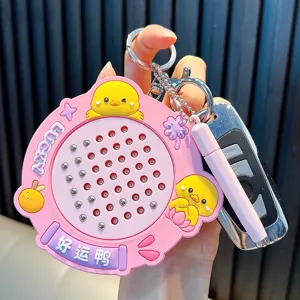 Llavero de pizarra magnética Lucky Duck rosa con lápiz óptico para niños