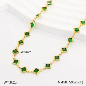 Fashion Stainless Steel Rhombus Glass Pendant Necklace For Women Dopamine Colorful Geometric Square Chain Jewelry Gift