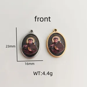 Detailed dimensions and weight of stainless steel Saint Francis religious charm pendants
