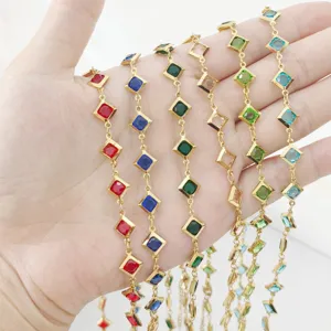 Close-up of colorful stainless steel sugar cube necklaces in vibrant dopamine hues