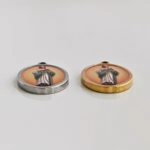 Silver and gold stainless steel oval religious pendants with Jesus imagery