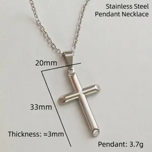 Detailed size map of stainless steel cross pendant necklace showing 33mm height