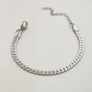 Gedetailleerd overzicht van de dichte schakels en gepolijste stalen armband hier