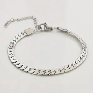 Minimalistische Roestvrij Stalen Gourmetketting Armband Voor Dames Heren Vierzijdig Gepolijst Platte Slangenketting Verstelbare Armband ins Stijl Sieraden Cadeau