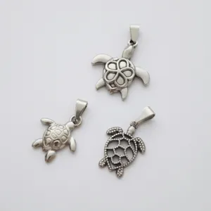 Stainless Steel Sea Turtle Pendant Ocean Theme Marine Life Charm Accessory For DIY Jewelry Making Necklace Bracelet Women Men Gift