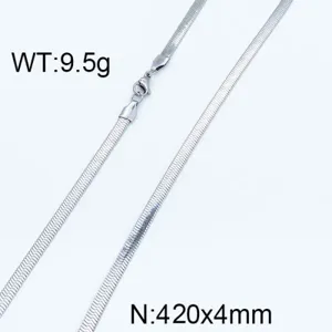 Detailed view of a silver stainless steel snake chain showing weight and dimensions