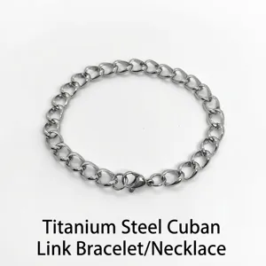 Stainless Steel Cuban Link Chain Necklace Bracelet Set For Men Women 7.5mm Wide Minimalist Fashion Jewelry Silver Tone