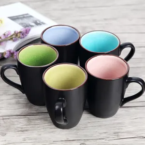 Japanese Matte Ceramic Mug Colorful Crackle Glaze Interior Coffee Cup Heat Resistant Office Drinking Water Cup Handle Gift