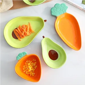 Fruit Shaped Ceramic Tableware Creative Pumpkin Carrot Pineapple Avocado Bowls Plates Spoons Set Microwave Safe Decorative Dishes