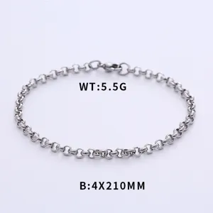 Minimalist stainless steel Rolo chain bracelet with lobster clasp 4x210mm