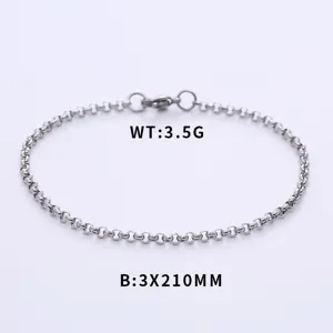 Minimalist 3x210mm stainless steel pearl chain bracelet with 3.5g lightweight design
