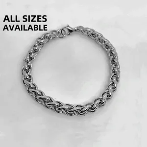 Bracciale Collana a Catena in Acciaio Inossidabile a Spiga Hip Hop Unisex Colore Acciaio Lucidato Gioielli Regalo