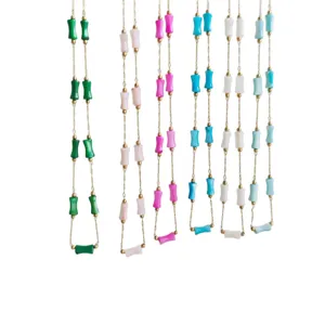 Colorful bamboo-shaped bead necklace made of stainless steel, trendy fashion jewelry.