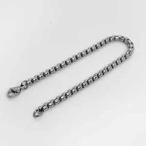 Polished silver stainless steel unisex box chain necklace with a secure lobster clasp
